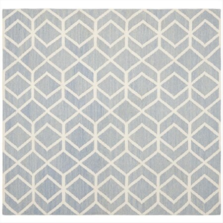 Safavieh 6 ft. x 6 ft. Square Contemporary Dhurries- Blue and Ivory- Flatweave Rug DHU560A-6SQ